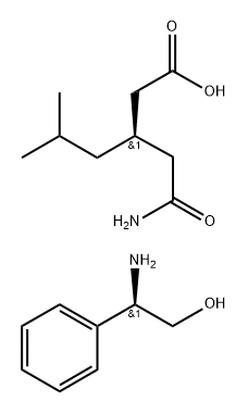 Hexanoic acid, 3-(2-amino-2-oxoethyl)-5-methyl-, (3R)-, compd. with (βR)-β-aminobenzeneethanol (1:1) Struktur