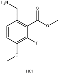 Benzoic acid, 6-(aminomethyl)-2-fluoro-3-methoxy-, methyl ester, hydrochloride (1:1) Struktur