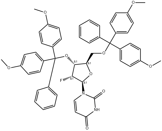 Uridine, 3',5'-bis-O-[bis(4-methoxyphenyl)phenylmethyl]-2'-deoxy-2'-fluoro- Struktur