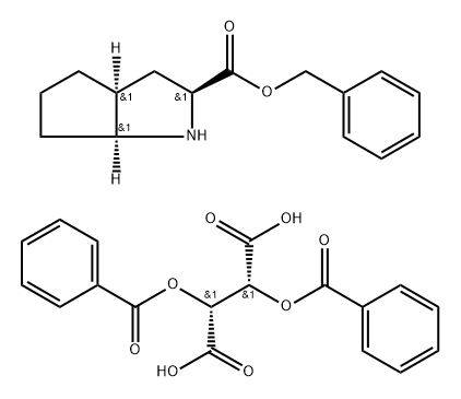 Butanedioic acid, 2,3-bis(benzoyloxy)-, (2R,3R)-, compd. with (2S,3aS,6aS)-phenylmethyl octahydrocyclopenta[b]pyrrole-2-carboxylate (1:1) (9CI) Struktur