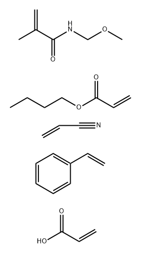 2-Propenoic acid, polymer with butyl 2-propenoate, ethenylbenzene, N-(methoxymethyl)-2-methyl-2-propenamide and 2-propenenitrile Struktur