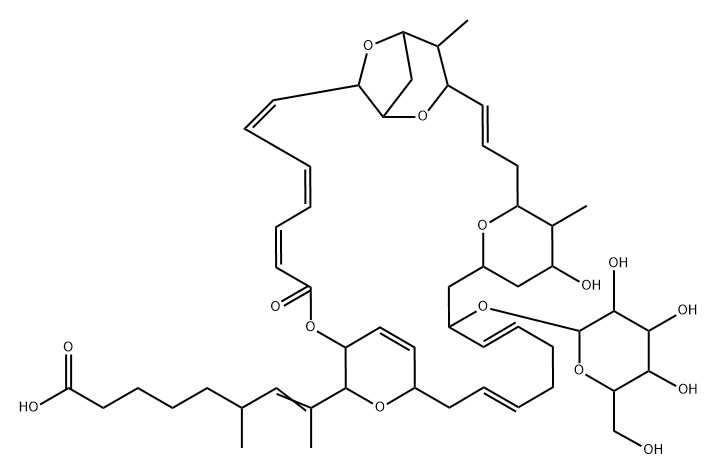 22-Deoxy-21-O-β-D-glucopyranosylsorangicin A Struktur
