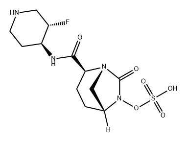 (2S,5R)-2-(((3S,4S)-3-FLUOROPIPERIDIN-4-YL)CARBAMOYL)-7-OXO-1,6-DIAZABICYCLO[3.2.1]OCTAN-6-YL HYDROG, 1174020-11-1, 結(jié)構(gòu)式