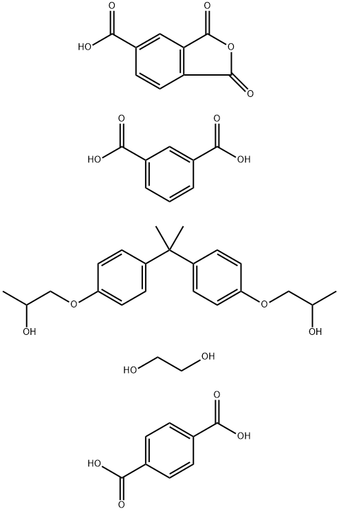 1,3-Benzenedicarboxylic acid polymer with 1,4-benzenedicarboxylic acid, 1,3- dihydro-1,3-dioxo-5-isobenzofurancarboxylic acid, 1,2-ethanediol and 1,1'-[(1-me thylethylidene) bis(4,1-phenyleneoxy)]bis[2-propanol] Struktur