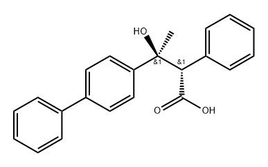 beta-Hydroxy-beta-methyl-alpha-phenyl-(1,1'-biphenyl)-4-propanoic acid, (R',R')-DL- Struktur