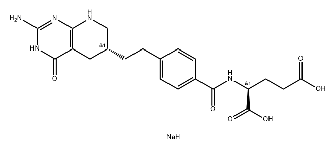 L-Glutamic acid,N-[4-[2-[(6R)-2-amino-3,4,5,6,7,8-hexahydro-4-oxopyrido[2,3-d]pyrimidin-6-yl]ethyl]benzoyl]-,sodium salt (1:2) Structure