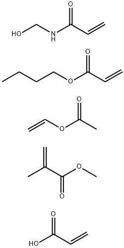 2-Propenoic acid, 2-methyl-, methyl ester, polymer with butyl 2-propenoate, ethenyl acetate, N-(hydroxymethyl)-2-propenamide and 2-propenoic acid Struktur