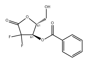 D-erythro-Pentonic acid, 2-deoxy-2,2-difluoro-, γ-lactone, 3-benzoate Struktur