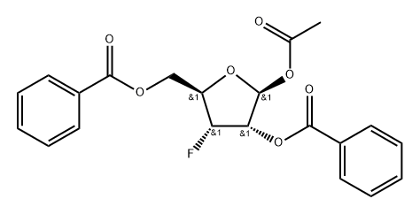 3-Deoxy-3-fluoro-beta-D-ribofuranose 1-acetate 2,5-dibenzoate Struktur