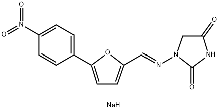 2,4-Imidazolidinedione, 1-[(E)-[[5-(4-nitrophenyl)-2-furanyl]methylene]amino]-, sodium salt (1:1) Struktur