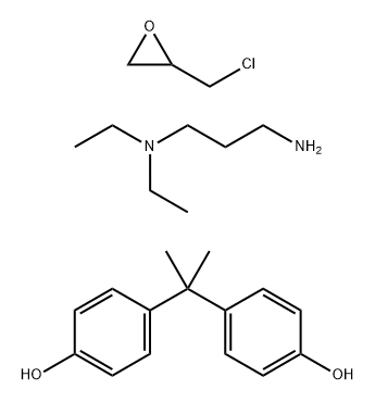 Phenol, 4,4′-(1-methylethylidene)bis-, polymer with 2-(chloromethyl)oxirane and N1,N1-diethyl-1,3-propanediamine Struktur