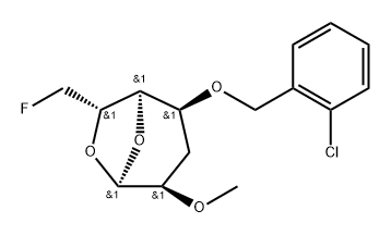 .alpha.-D-gulo-Heptopyranose, 1,6-anhydro-4-O-(2-chlorophenyl)methyl-3,7-dideoxy-7-fluoro-2-O-methyl- Struktur