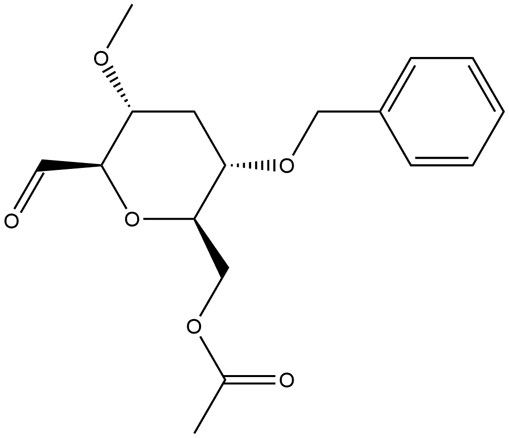 D-allo-Heptose, 2,6-anhydro-4-deoxy-3-O-methyl-5-O-(phenylmethyl)-, 7-acetate Struktur