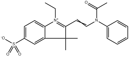 3H-Indolium, 2-[2-(acetylphenylamino)ethenyl]-1-ethyl-3,3-dimethyl-5-sulfo-, inner salt Struktur
