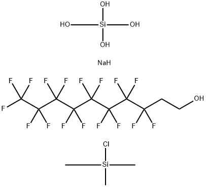 Silicic acid (H4SiO4), disodium salt, reaction products with chlorotrimethylsilane and 3,3,4,4,5,5,6,6,7,7,8,8,9,9,10,10,10-heptadecafluoro-1-decanol Struktur