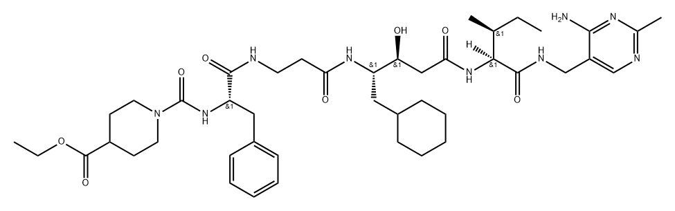 <<4-(ethoxycarbonyl)piperidino>carbonyl>-Phe-beta-Ala-ACHPA-Ile N-<(4-aMino-2-Methyl-5-pyriMidinyl)Methyl>aMide|{[4-(ethoxycarbonyl)piperidino]carbonyl}-Phe-beta-Ala-ACHPA-Ile N-[(4-aMino-2-Methyl-5-pyriMidinyl)Methyl]aMide Structure