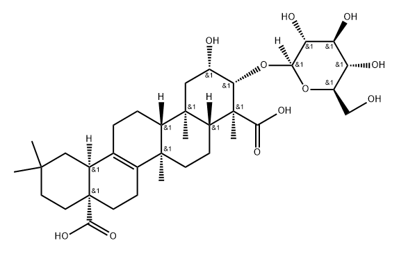 27-Norolean-13-ene-23,28-dioic acid, 3-(β-D-glucopyranosyloxy)-2-hydroxy-, (2β,3β,4α)- 結(jié)構(gòu)式