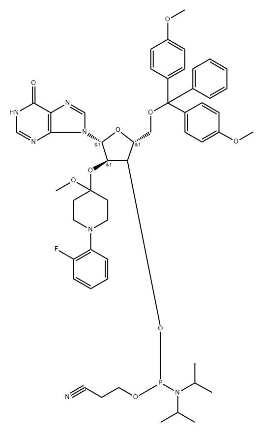 N-blocked-5'-O-DMT-2-O-Fpmp CED inosine phosphoramidite Struktur