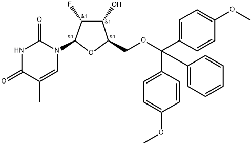 2'-デオキシ-5'-O-DMT-2'-フルオロ-5-メチルウリジン 化學(xué)構(gòu)造式