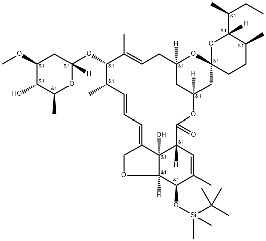 Avermectin A1a, 4'-O-de(2,6-dideoxy-3-O-methyl-α-L-arabino-hexopyranosyl)-5-O-demethyl-5-O-[(1,1-dimethylethyl)dimethylsilyl]-22,23-dihydro- Struktur