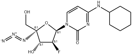 2(1H)-Pyrimidinone, 1-(4-C-azido-2-deoxy-2-fluoro-β-D-arabinofuranosyl)-4-(cyclohexylamino)- Struktur