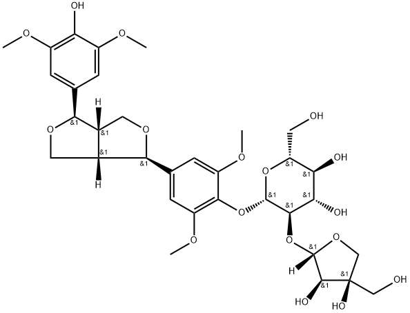 (-)-丁香樹(shù)脂酚-4-O-Β-D-呋喃芹糖基-(1→2)-Β-D-吡喃葡萄糖苷 結(jié)構(gòu)式