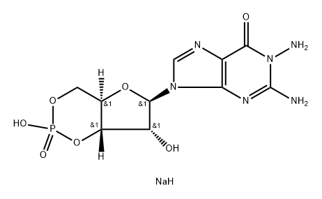 Guanosine, 1-amino-, cyclic 3',5'-(hydrogen phosphate), sodium salt (1:1) Struktur