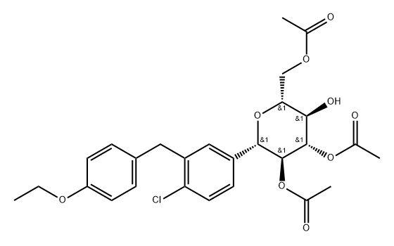 (2S,3S,4S,5R,6R)-6-(Acetoxymethyl)-2-(4-chloro-3-(4-ethoxybenzyl)phenyl)-5-hydroxytetrahydro-2H-pyra Struktur