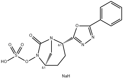 sodium (2S,5R)-7-oxo-2-(5-phenyl-1,3,4-oxadiazol-2-yl)-1,6-diazabicyclo[3.2.1]octan-6-yl sulfate Struktur