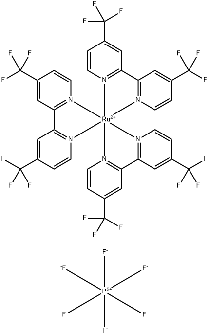 Ruthenium(2+), tris[4,4'-bis(trifluoromethyl)-2,2'-bipyridine-N,N']-, (OC-6-11)-, bis[hexafluorophosphate(1-)] (9CI) Struktur