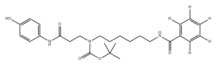 Carbamic acid, N-[6-(benzoyl-2,3,4,5,6-d5-amino)hexyl]-N-[3-[(4-hydroxyphenyl)amino]-3-oxopropyl]-, 1,1-dimethylethyl ester Struktur