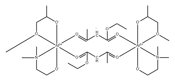 (ethyl-3-oxobutanoato-O'1,O'3)(2-dimethylaminoethanolato)(1-methoxypropan-2-olato)aluminium(III), dimerised Struktur