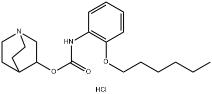 Carbamic acid, (2-(hexyloxy)phenyl)-, 1-azabicyclo(2.2.2)oct-3-yl ester, monohydrochloride Struktur