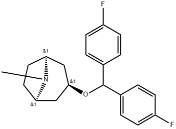 (1R,5S)-3α-(4,4′-ジフルオロベンズヒドリルオキシ)トロパン 化學(xué)構(gòu)造式