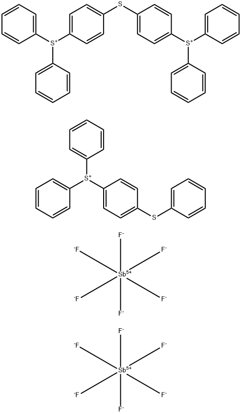 Bis[4-(diphenylsulfonio)phenyl]sulfide bis(hexafluoroantimonate) mixture with diphenyl[4-(phenylthio)phenyl]sulfonium hexafluoroantimonate Struktur