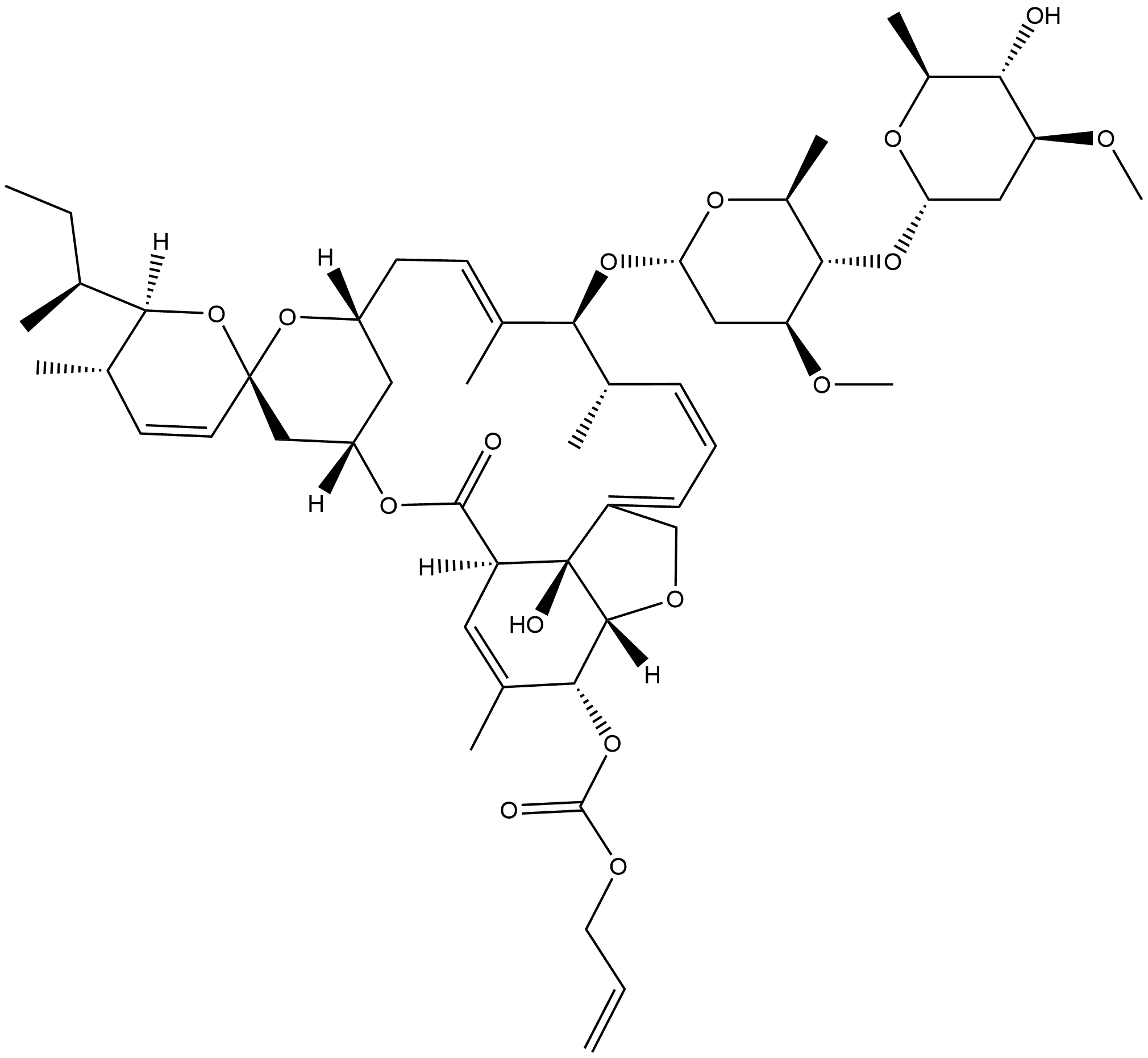 5-O-Demethyl-5-O-[(2-propen-1-yloxy)carbonyl]avermectin A1a Struktur