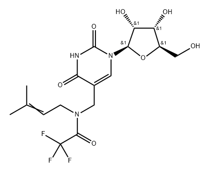 5-(N-Isopentenyl-N-trifluoroacetyl) aminomethyluridine, 1613530-43-0, 結(jié)構(gòu)式
