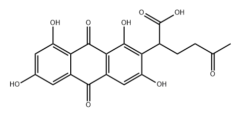 2-Anthraceneacetic acid, 9,10-dihydro-1,3,6,8-tetrahydroxy-9,10-dioxo-α-(3-oxobutyl)- Struktur