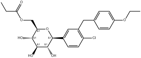 D-Glucitol, 1,5-anhydro-1-C-[4-chloro-3-[(4-ethoxyphenyl)methyl]phenyl]-, 6-propanoate, (1S)- Struktur