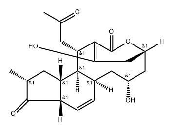 1H-2,5-Ethanoindeno[4,5-e]oxecin-3,11-dione, 5,6,7,8,8a,10a,12,13,13a,13b-decahydro-7,15-dihydroxy-12-methyl-1-(2-oxopropyl)-, (1S,5R,7R,8aS,10aS,12R,13aR,13bS)- Struktur