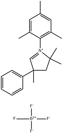 2H-Pyrrolium, 3,4-dihydro-2,2,4-trimethyl-4-phenyl-1-(2,4,6-trimethylphenyl)-, tetrafluoroborate(1-) (1:1) Struktur