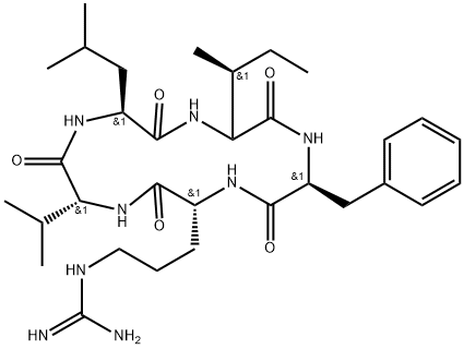 Cyclo(D-alloisoleucyl-L-phenylalanyl-D-arginyl-D-valyl-L-leucyl) (9CI) Structure