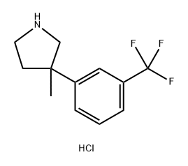 3-methyl-3-[3-(trifluoromethyl)phenyl]pyrrolidine hydrochloride Struktur