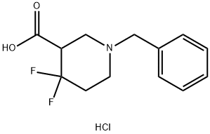 1-benzyl-4,4-difluoropiperidine-3-carboxylic acid hydrochloride Struktur