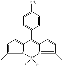 Boron, difluoro[4-[(5-methyl-1H-pyrrol-2-yl-κN)(5-methyl-2H-pyrrol-2-ylidene-κN)methyl]benzenaminato]-, (T-4)- Struktur