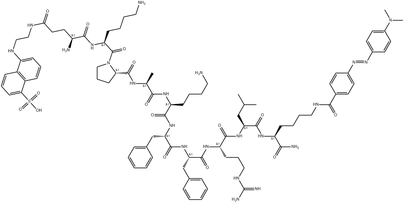 H-GLU(EDANS)-LYS-PRO-ALA-LYS-PHE-PHE-ARG-LEU-LYS(DABCYL)-NH2|H-GLU(EDANS)-LYS-PRO-ALA-LYS-PHE-PHE-ARG-LEU-LYS(DABCYL)-NH2