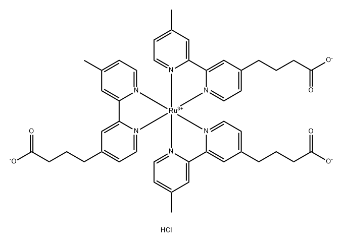Ruthenium, tris(4'-methyl[2,2'-bipyridine]-4-butanoato-κN1,κN1')-, compd. with hydrochloric acid (1:3) Struktur
