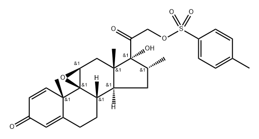 2-((4aS,4bS,5aS,6aS,7R,8R,9aS,9bS)-7-hydroxy-4a,6a,8-trimethyl-2-oxo-2,4a,5a,6,6a,7,8,9,9a,9b,10,11-dodecahydrocyclopenta[1,2]phenanthro[4,4a-b]oxiren-7-yl)-2-oxoethyl 4-methylbenzenesulfonate Struktur
