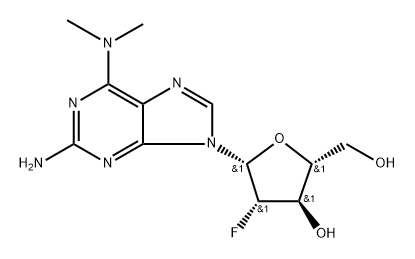 2-Amino-N6,N6-dimethyl-2'-deoxy-2'-fluoro-beta-D-arabino-adenosine Struktur