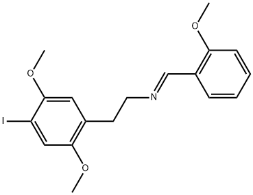 Benzeneethanamine, 4-iodo-2,5-dimethoxy-N-[(2-methoxyphenyl)methylene]-, [N(E)]- Struktur